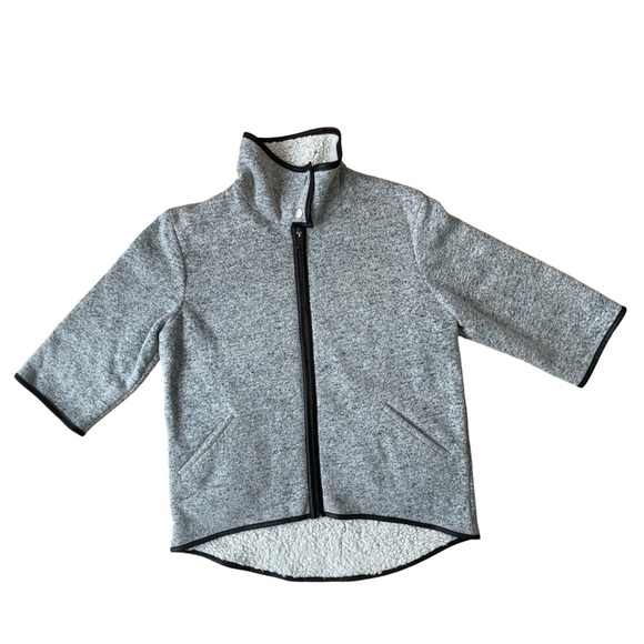 Barneys New York Gray Knit Fleece 3/4 Sleeve Oversized Jacket - Size 4 - Picture 2 of 9